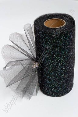 Фатин с блестками 15 см*25 ярд (SF-604) черный №12