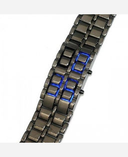 LED часы-браслет Самурай. Черный браслет, синие диоды. 903362 - Yiwu youda import & export co фото 3