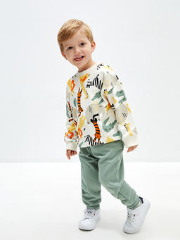 Bisiklet Yaka Bask?l? Erkek Bebek Sweatshirt ve E?ofman Alt 2li - Waikiki фото 2