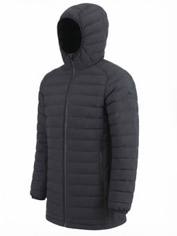 Куртка мужская удлинённая стёганая с капюшоном и графеновой подкладкой утеплитель тинсулейт