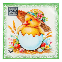 Салфетки бумажные "Bouquet Home Collection Classic" 33х33см, 3-х слойные, 20 штук в упаковке, 100% целлюлоза, "Пасхальный сюрприз" (Россия)