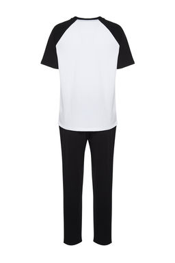 TRENDYOL MAN Siyah Beyaz Bask?l? Reglan Kol Regular Fit Orme Pijama Tak?m? TMNSS24PT00014 - Trendyolmilla фото 8