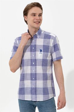 U. S. Polo Assn / Мужская синяя рубашка с коротким рукавом - U.s. polo assn фото 3