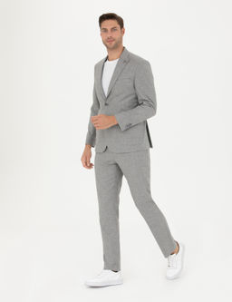 Gri Slim Fit Y_n Kar___ml_ Tak_m Elbise