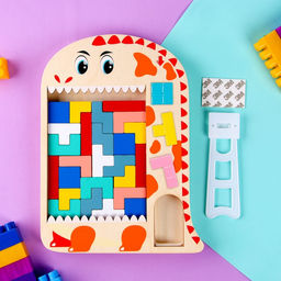 Детская развивающая игра тетрис «Дракончик», 2,5 × 22,3 × 29,8 см