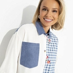 Рубашка комбинированная, Жемчужина образа (white) - Charutti фото 15