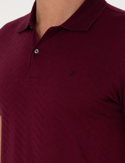 Bordo Slim Fit %100 Pamuk Polo Yaka T-shirt - Cacharel фото 7
