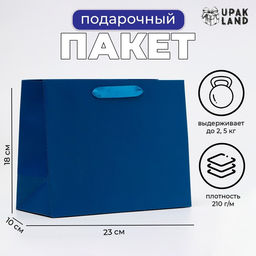Цена за 2 шт. Пакет подарочный ламинированный «Синий», MS 23×18×10 см