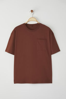 TRENDYOL MAN Kiremit Oversize/Genis Kesim Cep Detayl? Tok Kumas %100 Pamuk T-shirt TMNSS25TS00068 - Trendyolmilla фото 3