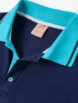 Футболка-поло из трикотажа "пике" с эластаном