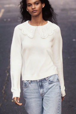 Jersey con cuello de encaje - H&m фото 6