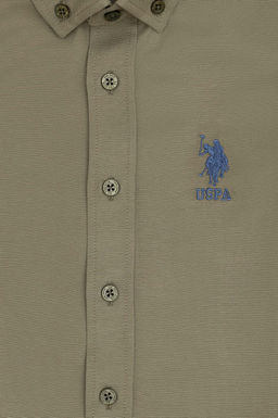 Базовая рубашка цвета хаки с длинным рукавом для мальчика Неожиданная скидка в корзине - U.s. polo assn фото 3