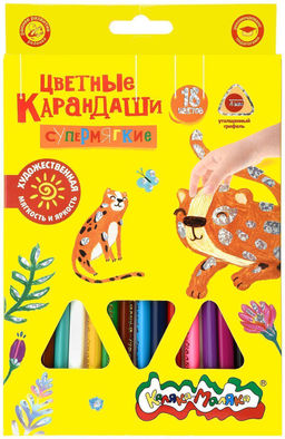Набор цветных карандашей Каляка-Маляка ПРЕМИУМ утолщенные 18 цв. трехгран. корп. дерев. карт.уп. супермягкий грифель