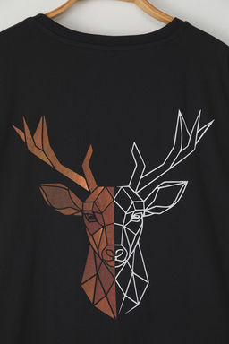 TRENDYOL MAN Siyah Buyuk Beden Oversize/Genis Kesim Hayvan Bask?l? %100 Pamuk T-Shirt TMNSS25BF00026 - Trendyolmilla фото 4