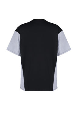 TRENDYOLMILLA Siyah Oversize/Genis Kal?p Poplin Detayl? Bask?l? Orme T-Shirt TWOSS24TS00005 фото 8