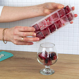 Форма для льда пластмассовая "Кубики" 8,5x4x26см, с крышкой, с клапаном, аквамарин (Россия)