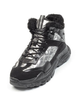 04-8524-4 BLACK Ботинки женские зимние (искусственные материалы)