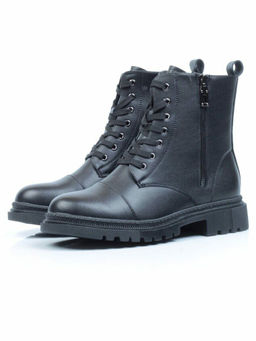 01-5257-1 BLACK Ботинки демисезонные (натуральная кожа, байка)