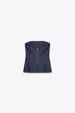 TRF DENIM BANDEAU TOP - Zara фото 5