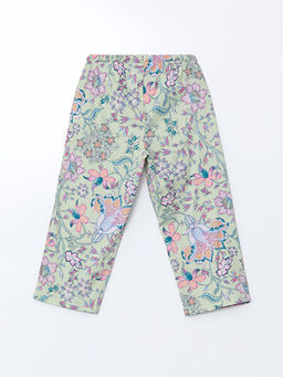 Beli Lastikli ?i?ekli Kad?n Kapri Pijama Alt?