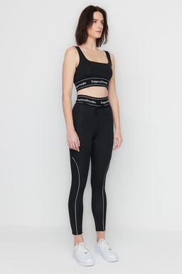 X Sagaza Studio Siyah Toparlay?c? Kordon Biye Detayl? ve Push Up Dikisli Spor Tayt - Trendyolmilla фото 4