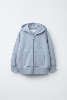 SUDADERA FELPA CAPUCHA / Azul claro