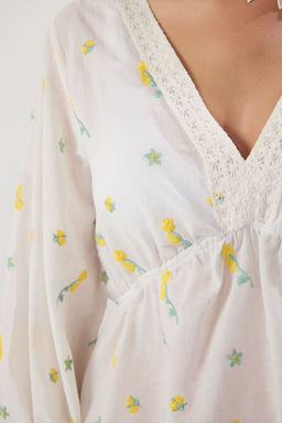 Cicek Desenli Dokuma Plaj Mini Elbise TBESS25EL00042 - Trendyolmilla фото 4