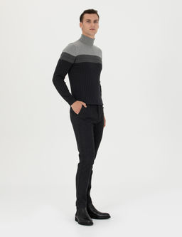 Siyah Slim Fit Kanvas Pantolon