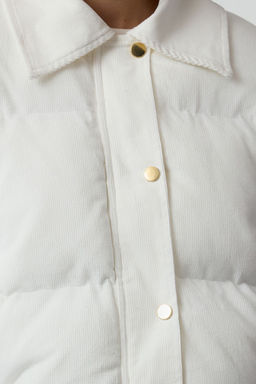 Ekru Oversize Kal?p Gomlek Yaka Fitilli Kadife Sisme Mont TWOAW25MO00230