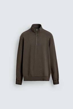 SUDADERA LAVADA CUELLO CREMALLERA / Marr?n oscuro - Zara фото 6