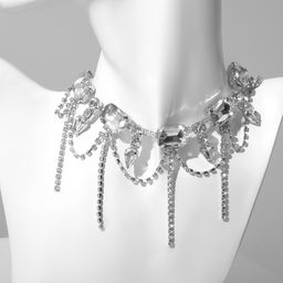 Чокер Лёд прямоугольники, цвет белый в серебре, 32см