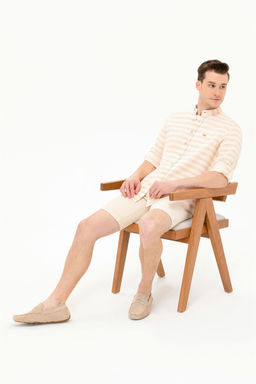 U. S. Polo Assn Мужская кремовая рубашка в полоску - U.s. polo assn фото 9