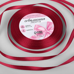 Цена за 6 шт. Лента атласная, 6 мм × 23 ± 1 м, цвет глубокий красный №33