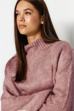 Mor Yumusak Dokulu Kal?n Bisiklet Yaka Triko Kazak TWOAW24KZ00290 - Trendyolmilla фото 20