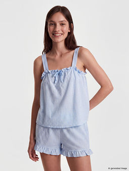 Ekose Kad?n ?ortlu Pijama Tak?m?