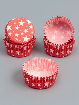 Цена за 300 шт. Форма для выпечки кексов бумажная UPAK LAND «Звёзды», 3.5×2 см, одноразовая, красная