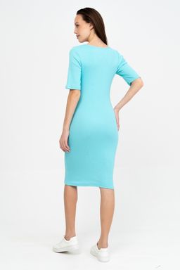 Платье из хлопкового трикотажа кашкорсе с лайкрой рубчик - Solo mio фото 7