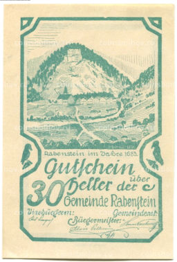 30 геллеров 1920 года Австрия Рабенштайн (нотгельд)