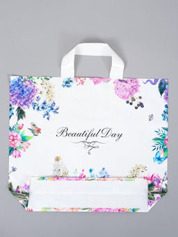 Цена за 50 шт. Пакет с петлевой ручкой "Цветы вокруг" 35 х 30 х 8, см, 60 мкм