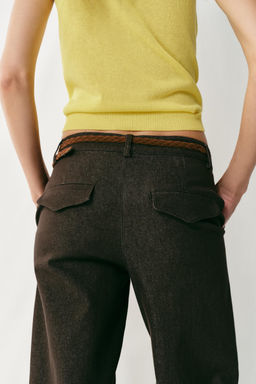 PANTAL?N CHINO CINTUR?N TRENZADO / Marr?n - Zara фото 6