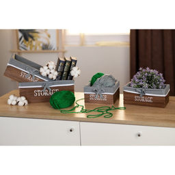 Корзина для хранения Доляна Storage, 232311 см, дерево, большая, цвет коричневый, серый  фото 7