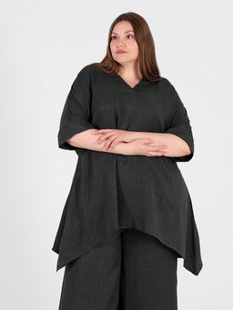 Костюм больших размеров брючный женский летний дизайнерский - Almond фото 3