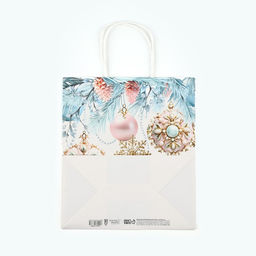 Пакет подарочный новогодний «Поздравляю С Новым годом», белый крафт, 22 х 25 х 12 см