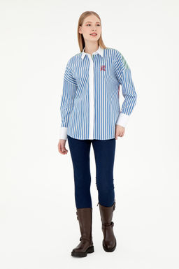 Женская темно-синяя рубашка с длинным рукавом Неожиданная скидка в корзине - U.s. polo assn фото 4