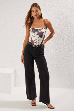 TRENDYOLMILLA Siyah Spagetti Ayarlanabilir Ask?l? Esnek Alttan C?tc?tl? Orme Body TWOSS21BD0067  фото 7