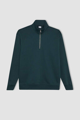 Толстовка Comfort Fit на молнии с воротником-стойкой - Defacto фото 7