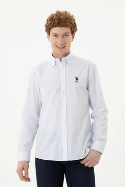 Мужская голубая рубашка с длинным рукавом