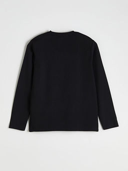 Bisiklet Yaka Bask?l? Erkek Sweatshirt