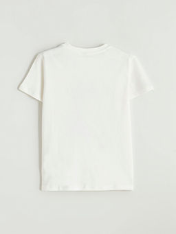 Bisiklet Yaka Bask?l? K?z ?ocuk Ti??rt