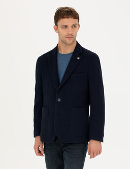 Lacivert %100 Pamuk Extra Slim Fit Spor Ceket